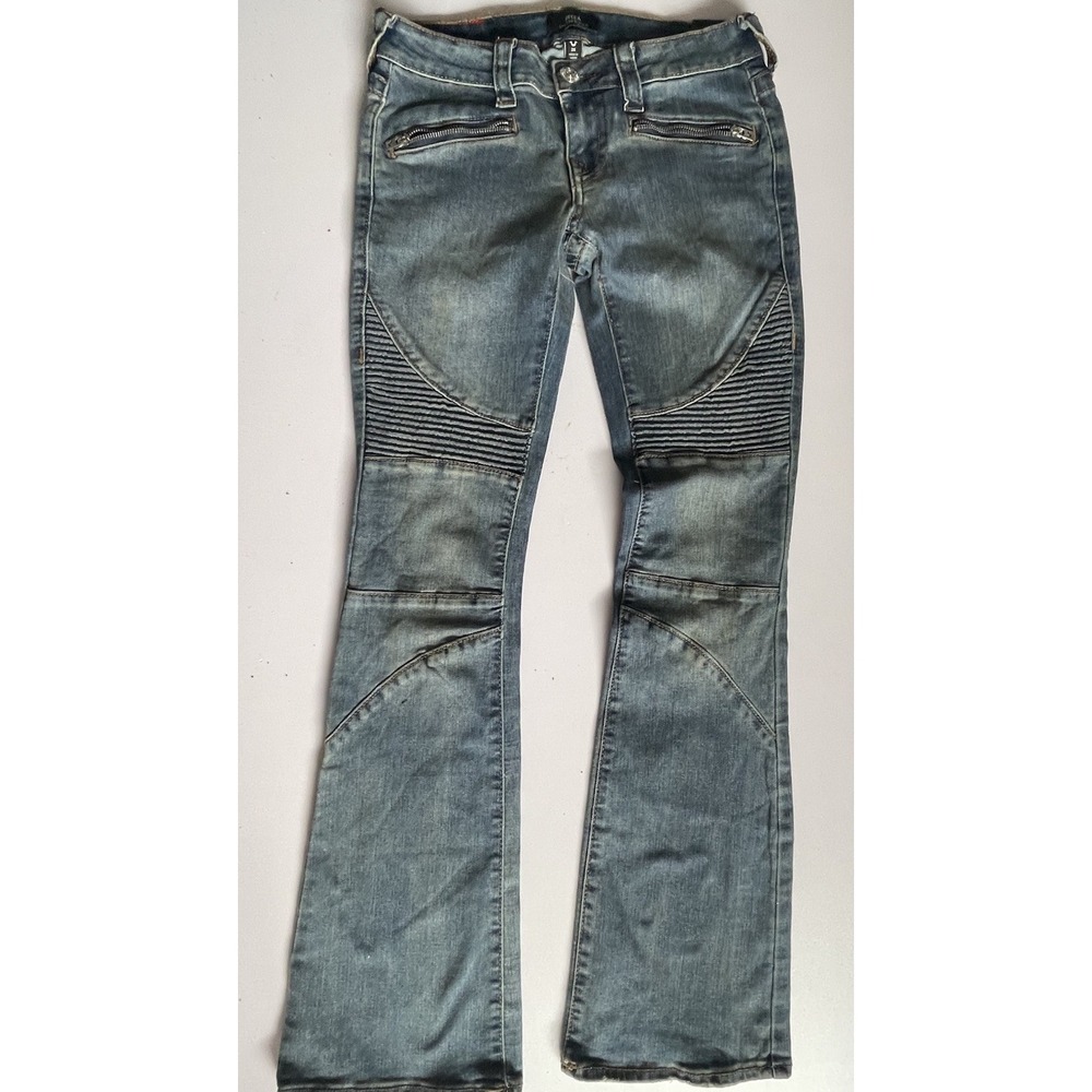 True Religion Becca Moto Jeans Woman's 26 Low Rise Bootcut Ribbed Denim NWT